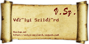 Vályi Szilárd névjegykártya