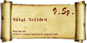 Vályi Szilárd névjegykártya